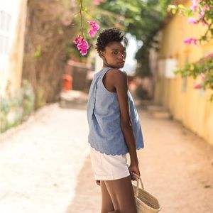 Sezane x CSAO chambray sleeveless top